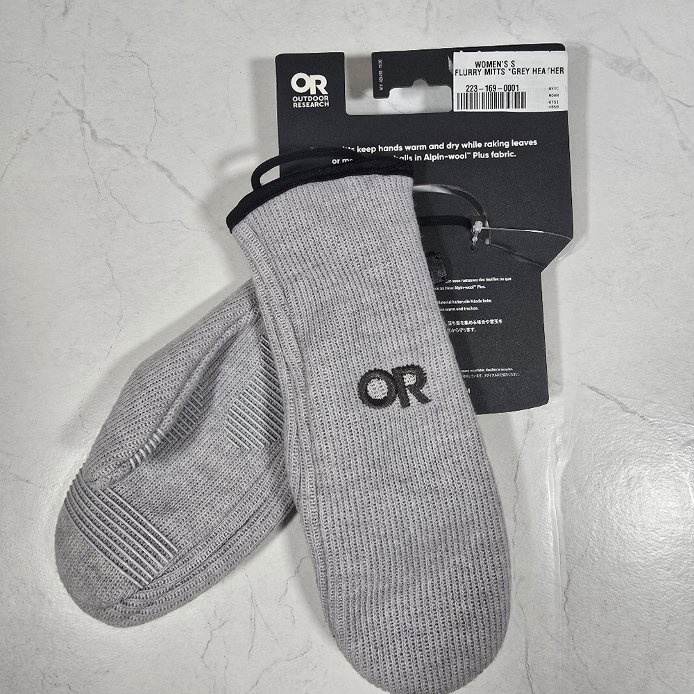 Outdoor Research Women's Flurry Mitts Sz Small Gray Wool Blend Outdoor NWT